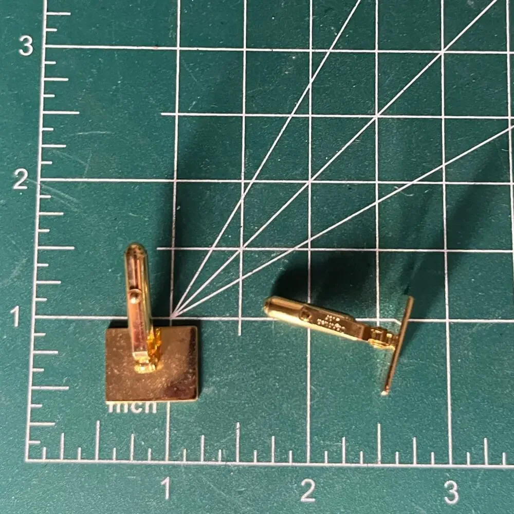 Christian Dior Rectangular gold-tone cufflinks linear design Vintage